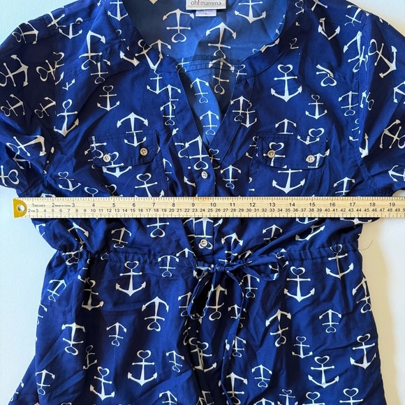 Oh! Momma Blue & White Maternity Nautical Dress Long Shirt Short Sleeves 2/$25 - Picture 6 of 8